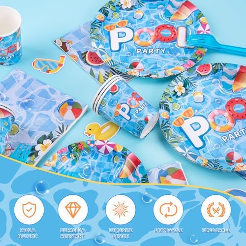 Pool Party Supplies Set for 24 Guests