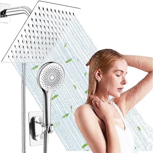 Alltonevc 6 Inch High Pressure Rainfall Shower Head with Handheld Combo