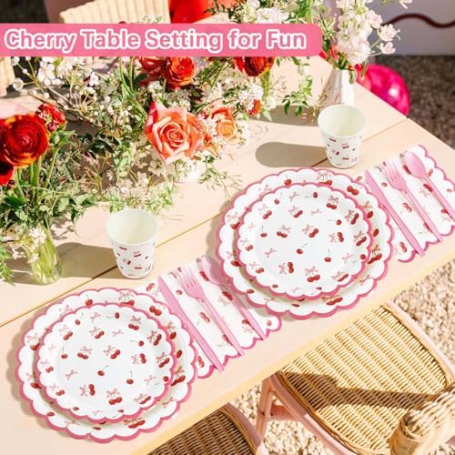 Cherry Themed Party Plates Set 175pcs for 25 Guests