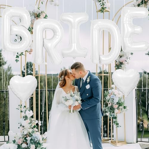 40 Inch White BRIDE Letter Balloons Set
