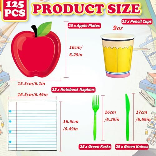 125PCS Back to School Decorations Plates Set
