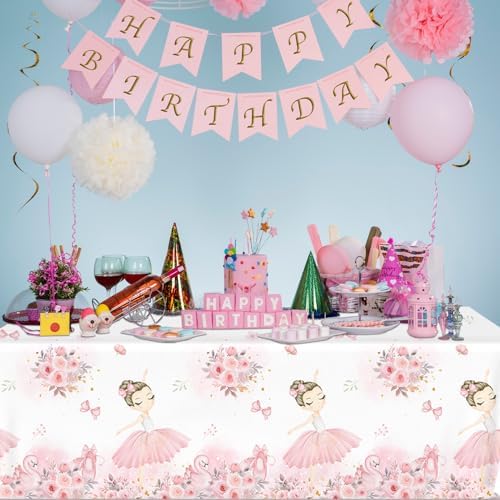 Pink Ballerina Tablecloths 3 pcs Birthday Decor