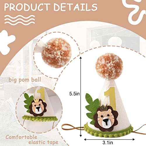 Lion First Birthday Crown for Boys - Jungle Safari Party Hat
