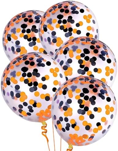 Orange Black Confetti Balloons 25 Pack 12 Inch