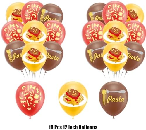 Pasta Birthday Decorations with Balloons and Banners