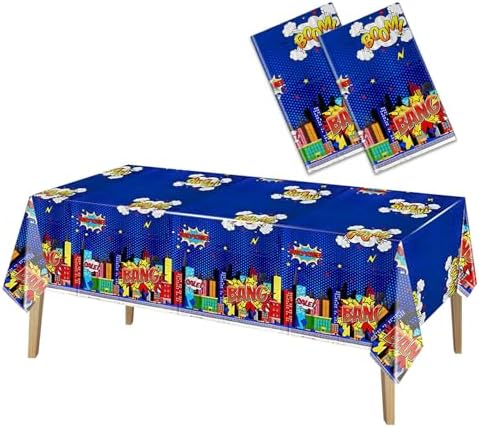 Superhero Plastic Tablecloth 2 Pack 51x87 Inches