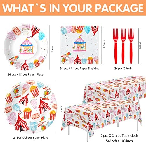 HIPVVILD Circus Party Plate Set for 24 Guests