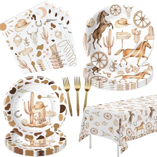 Western Cowboy Birthday Tableware Set for 24 Guests
