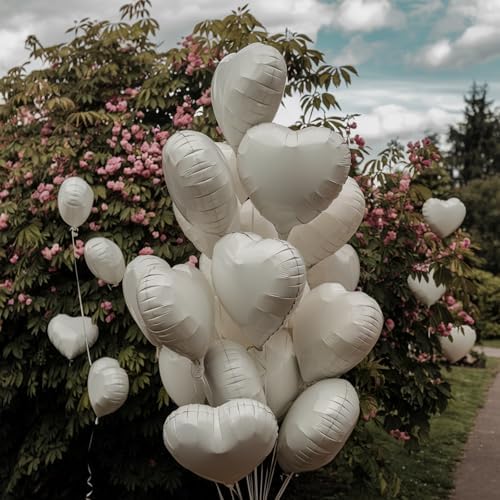 Cream Heart Balloons 19PCS for Birthday Wedding Decor