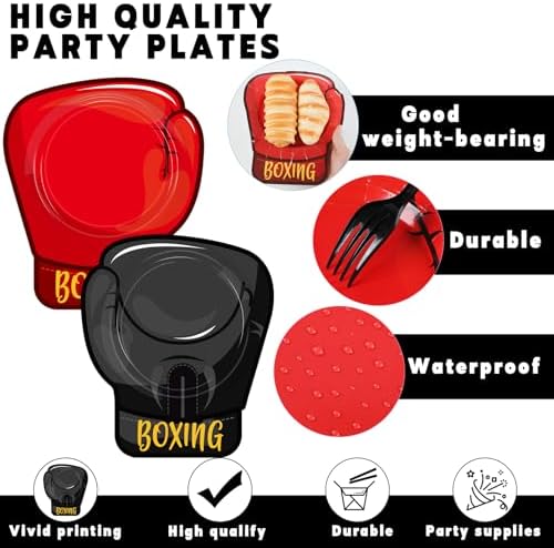 48PCS Boxing Gloves Shaped Plates Birthday Party Decor