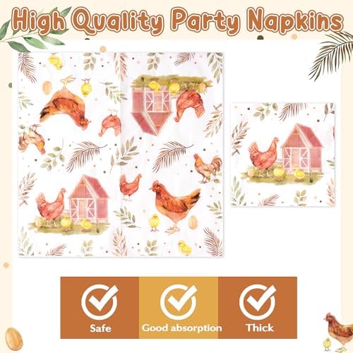96Pcs Chicken Party Plates Set for 24 Guests