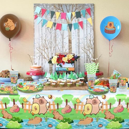 KEFAN Capybara Birthday Party Decorations Plates Set
