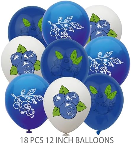 Blueberry Party Decorations - Birthday Banner Cake Topper Balloons More