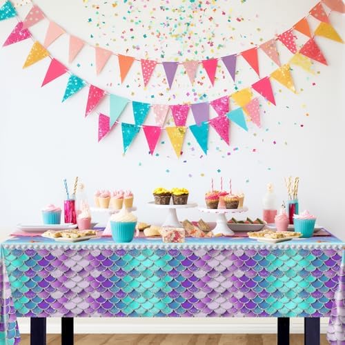 Avezano 3 Pcs Mermaid Tablecloths Silver