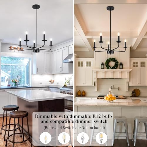 MEIJIA 5 Light Black Farmhouse Chandelier
