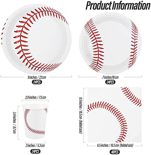 ADXCO 120 Piece Baseball Party Tableware Set