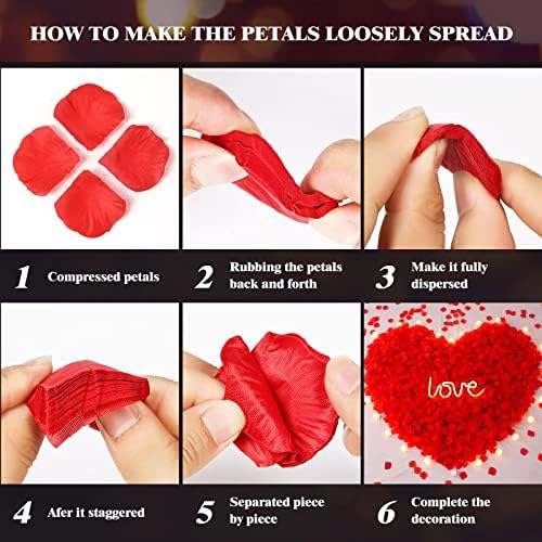 3000 Pcs Artificial Rose Petals with 48 Heart Flameless Candles Set