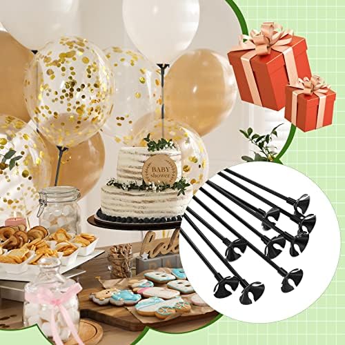 Chivao 300 Pcs Black Balloon Stick with Cup