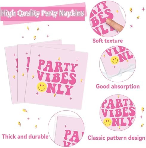 96 Pc Preppy Pink Smile Plates Napkins Party Set
