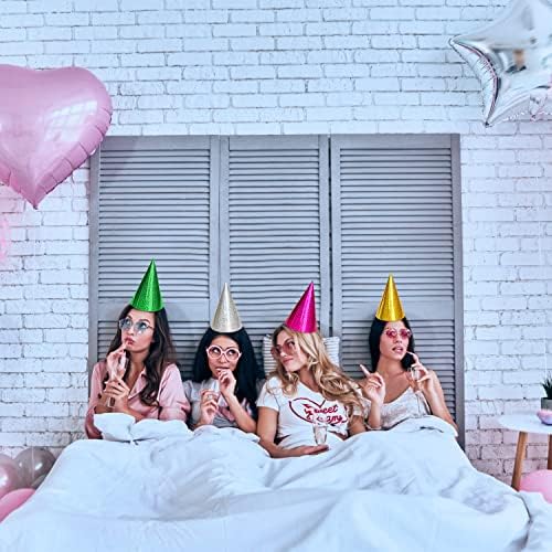 Coobbar Glitter Birthday Cone Hats 50 Pack Kids Adults Pets