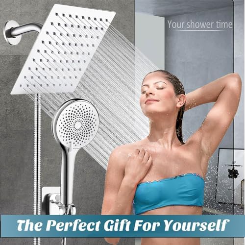 Alltonevc 6 Inch High Pressure Rainfall Shower Head with Handheld Combo