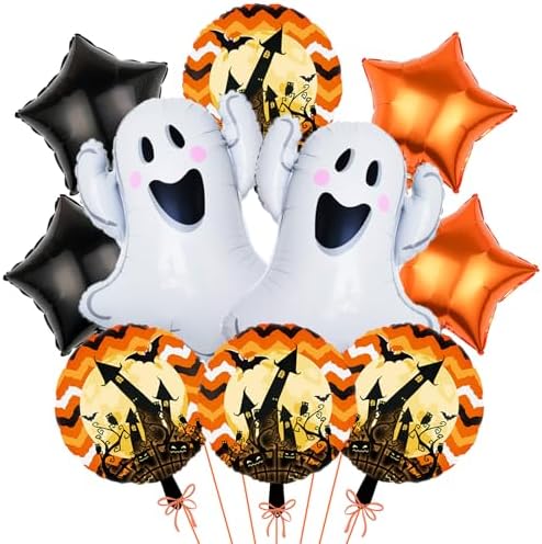 Ghost Balloons Orange Black Star Halloween Decorations