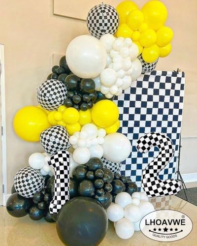 Checkered Number 5 Balloons 40 Inch Race Car Decorations