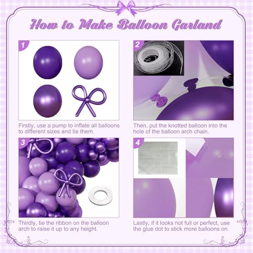 Purple Balloon Arch Garland Kit for Birthday Decorations