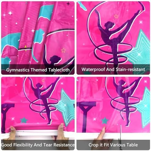 3 Pieces Gymnastics Theme Tablecloths for Birthday Party Decor