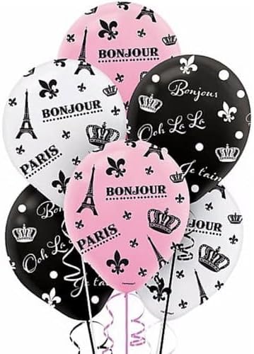 Amscan Day in Paris Printed Latex Balloons 6 Ct