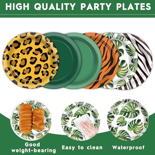 60Pcs Jungle Safari Themed Paper Plates Set