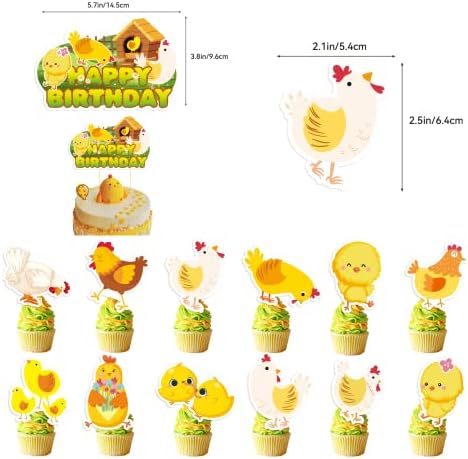 Chicken Party Decorations Birthday Balloons Cake Topper Set