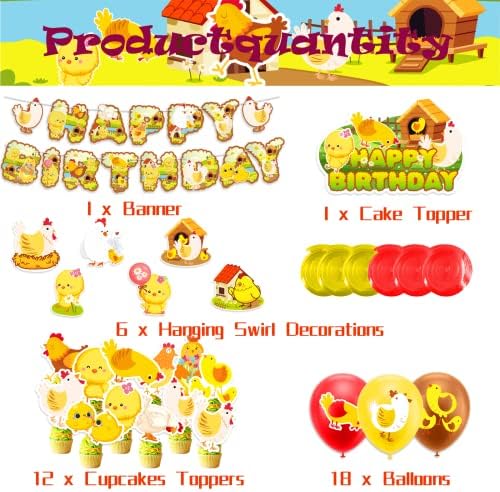 Chicken Party Decorations Birthday Balloons Cake Topper Set
