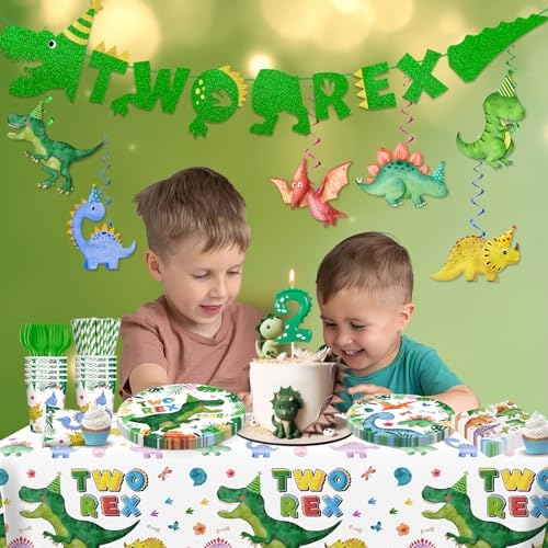 Two Rex Birthday Decorations Boy with Number Candles