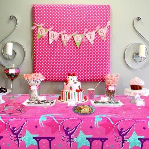 3 Pieces Gymnastics Theme Tablecloths for Birthday Party Decor