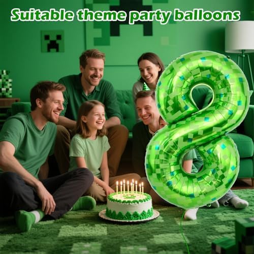 40 Inch Giant Green Pixel Miner Number Balloons