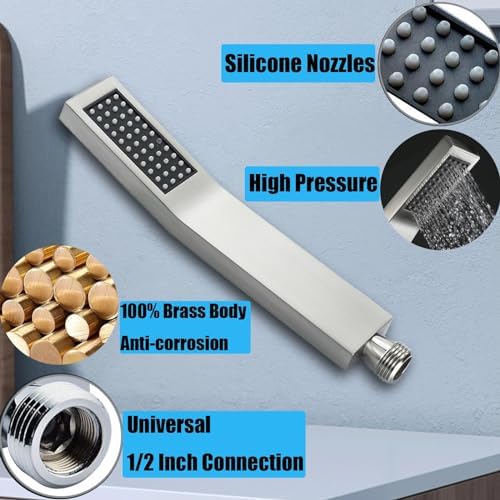 Bellearly Chrome Handheld Shower Head with Hose and Holder