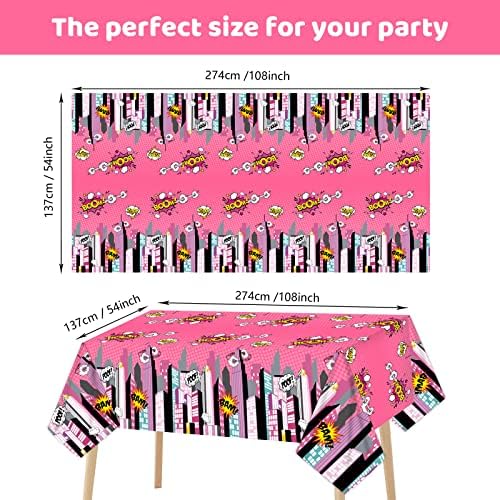 3 Pcs Super Girl Hero Party Tablecloths Pink