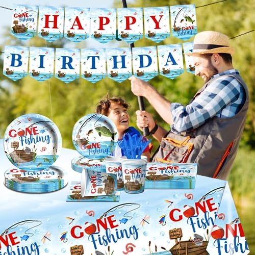 142 Pcs Gone Fishing Party Tableware Set