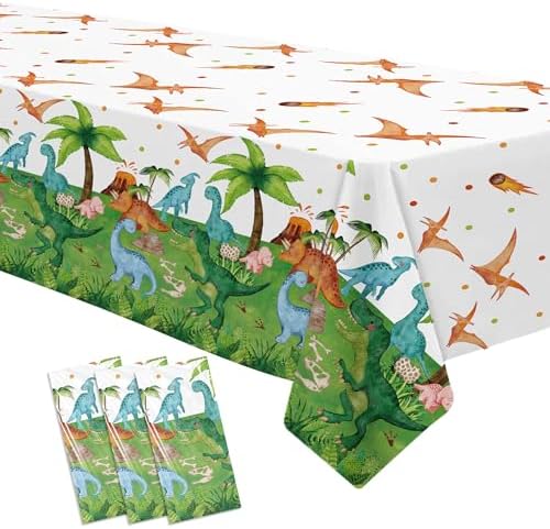 Dinosaur Birthday Party Tablecloth - 3 Pack 54x108 Inches