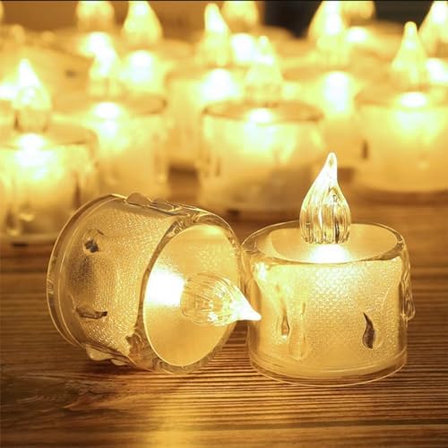 12 Pack Crystal LED Tea Light Candles for Decorations