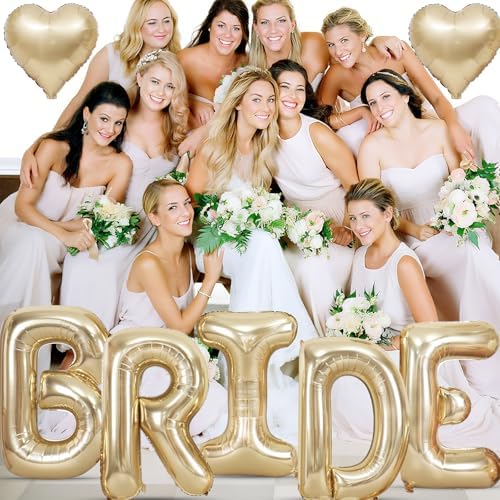 40 Inch Champagne Gold Bride Letter Balloons Set