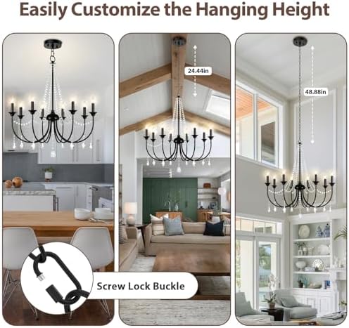 BesLowe 8-Light Crystal Chandelier Modern Farmhouse Style