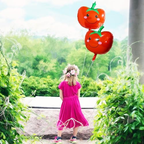 Cartoon Tomato Balloons 8 Pack Red Fruit Party Decorations