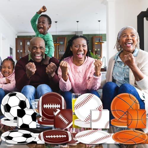 96 Pcs Sports Themed Party Plates Napkins Set