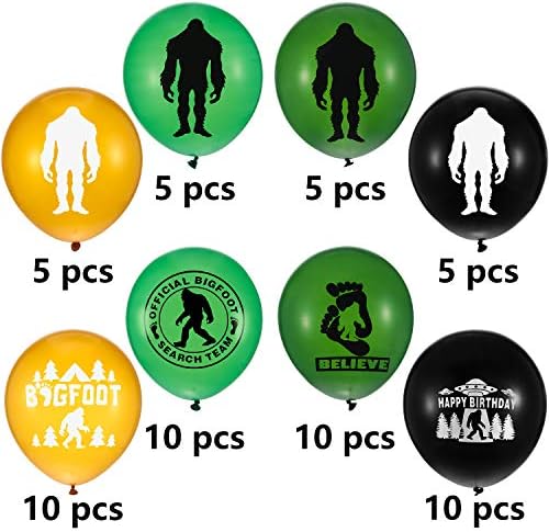 Gejoy 60 Piece Bigfoot Birthday Balloons Party Decorations
