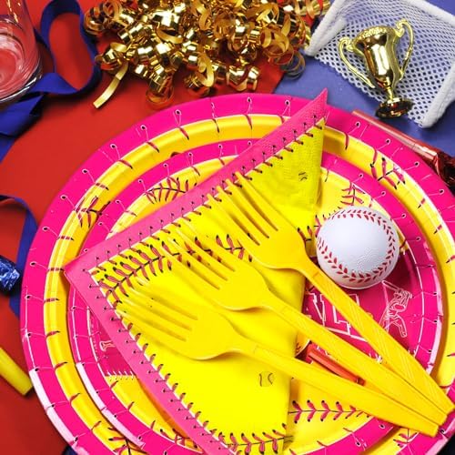 96 Pcs Softball Themed Party Decorations for 24 Guests