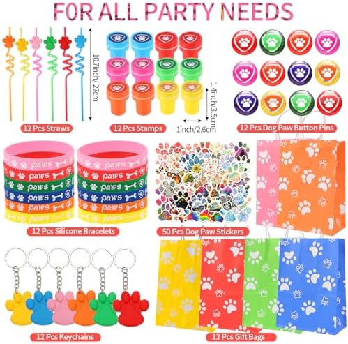 LiYiQ 122 Pcs Dog Paw Party Favors Pack