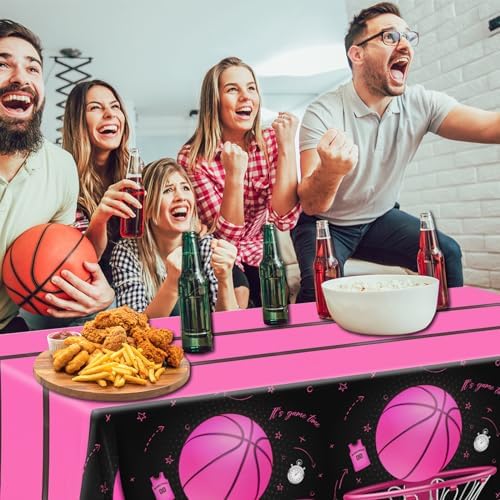 Pink Basketball Tablecloth Set for Birthday Parties