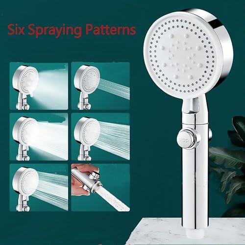 6 Function Silver Shower Head with Handheld and High Pressure